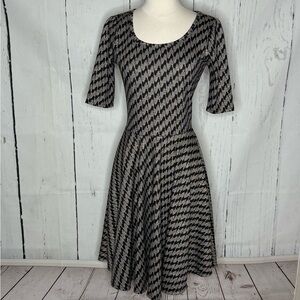 Gold and black Fit and Flare Dress with Scoop Neck